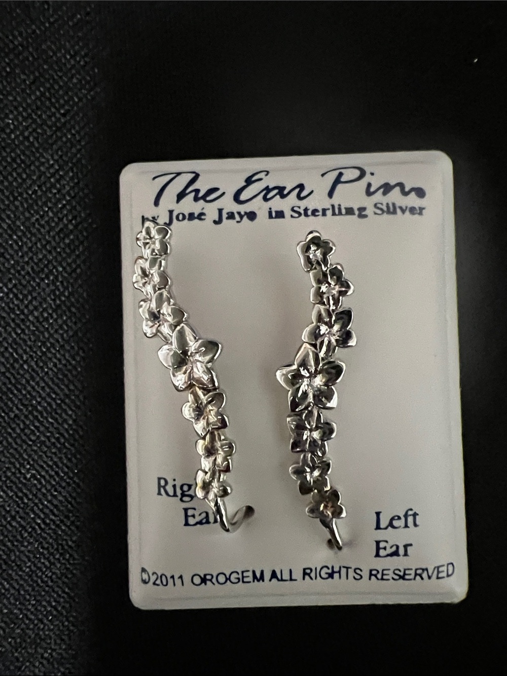 Jose Jay 925 Sterling Silver Floral Ear Pins -